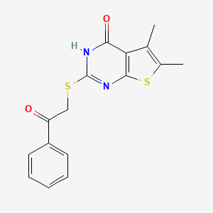 molecular formula C16H14N2O2S2 B3932069 2-[(4-hydroxy-5,6-dimethylthieno[2,3-d]pyrimidin-2-yl)thio]-1-phenylethanone 