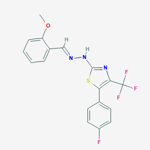 2-Methoxybenzaldehyde [5-(4-fluorophenyl)-4-(trifluoromethyl)-1,3-thiazol-2-yl]hydrazone