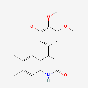 molecular formula C20H23NO4 B3932101 6,7-dimethyl-4-(3,4,5-trimethoxyphenyl)-3,4-dihydro-2(1H)-quinolinone 
