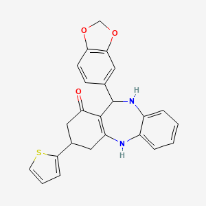 11-(1,3-benzodioxol-5-yl)-3-(2-thienyl)-2,3,4,5,10,11-hexahydro-1H-dibenzo[b,e][1,4]diazepin-1-one