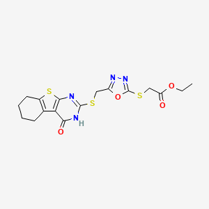 ethyl [(5-{[(4-oxo-3,4,5,6,7,8-hexahydro[1]benzothieno[2,3-d]pyrimidin-2-yl)thio]methyl}-1,3,4-oxadiazol-2-yl)thio]acetate