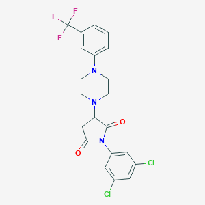 molecular formula C21H18Cl2F3N3O2 B393219 1-(3,5-Dichlorophenyl)-3-{4-[3-(trifluoromethyl)phenyl]-1-piperazinyl}-2,5-pyrrolidinedione 