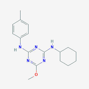 molecular formula C17H23N5O B393222 N-cyclohexyl-N-[4-methoxy-6-(4-toluidino)-1,3,5-triazin-2-yl]amine 
