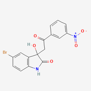 molecular formula C16H11BrN2O5 B3932235 5-bromo-3-hydroxy-3-[2-(3-nitrophenyl)-2-oxoethyl]-1,3-dihydro-2H-indol-2-one CAS No. 258264-63-0