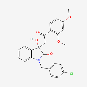 molecular formula C25H22ClNO5 B3932261 1-(4-chlorobenzyl)-3-[2-(2,4-dimethoxyphenyl)-2-oxoethyl]-3-hydroxy-1,3-dihydro-2H-indol-2-one 