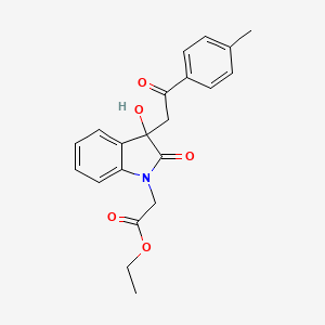 molecular formula C21H21NO5 B3932278 ethyl {3-hydroxy-3-[2-(4-methylphenyl)-2-oxoethyl]-2-oxo-2,3-dihydro-1H-indol-1-yl}acetate 