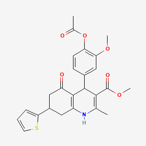 molecular formula C25H25NO6S B3932353 methyl 4-[4-(acetyloxy)-3-methoxyphenyl]-2-methyl-5-oxo-7-(2-thienyl)-1,4,5,6,7,8-hexahydro-3-quinolinecarboxylate 