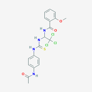 molecular formula C19H19Cl3N4O3S B3932381 N-{1-[({[4-(acetylamino)phenyl]amino}carbonothioyl)amino]-2,2,2-trichloroethyl}-2-methoxybenzamide 