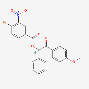 molecular formula C22H16BrNO6 B3932400 2-(4-methoxyphenyl)-2-oxo-1-phenylethyl 4-bromo-3-nitrobenzoate 