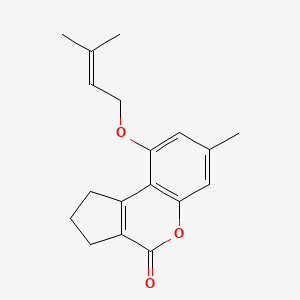molecular formula C18H20O3 B3932428 7-methyl-9-[(3-methyl-2-buten-1-yl)oxy]-2,3-dihydrocyclopenta[c]chromen-4(1H)-one 