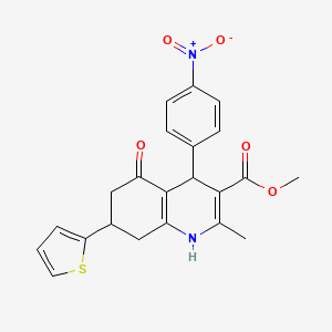 molecular formula C22H20N2O5S B3932439 methyl 2-methyl-4-(4-nitrophenyl)-5-oxo-7-(2-thienyl)-1,4,5,6,7,8-hexahydro-3-quinolinecarboxylate 