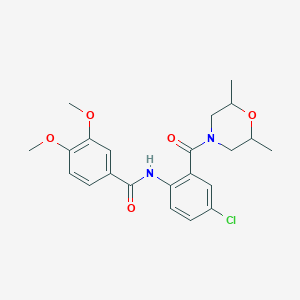 molecular formula C22H25ClN2O5 B3932469 N-{4-chloro-2-[(2,6-dimethyl-4-morpholinyl)carbonyl]phenyl}-3,4-dimethoxybenzamide 