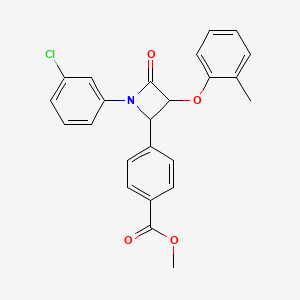 molecular formula C24H20ClNO4 B3932489 methyl 4-[1-(3-chlorophenyl)-3-(2-methylphenoxy)-4-oxo-2-azetidinyl]benzoate 