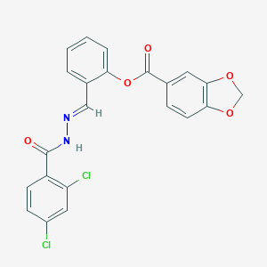 2-[(E)-{2-[(2,4-dichlorophenyl)carbonyl]hydrazinylidene}methyl]phenyl 1,3-benzodioxole-5-carboxylate