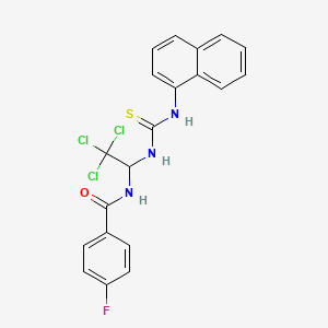 molecular formula C20H15Cl3FN3OS B3932507 4-fluoro-N-(2,2,2-trichloro-1-{[(1-naphthylamino)carbonothioyl]amino}ethyl)benzamide 