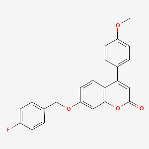 molecular formula C23H17FO4 B3932511 7-[(4-fluorobenzyl)oxy]-4-(4-methoxyphenyl)-2H-chromen-2-one 