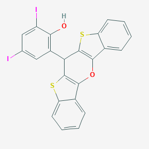 molecular formula C23H12I2O2S2 B393254 2-(6H-di[1]benzothieno[3,2-b:2,3-e]pyran-6-yl)-4,6-diiodophenol 