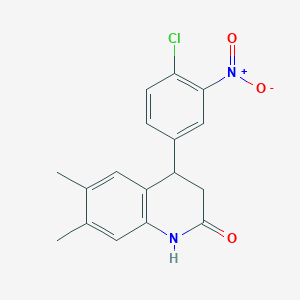 molecular formula C17H15ClN2O3 B3932545 4-(4-chloro-3-nitrophenyl)-6,7-dimethyl-3,4-dihydro-2(1H)-quinolinone 