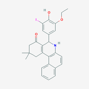 molecular formula C27H26INO3 B393255 5-(3-ethoxy-4-hydroxy-5-iodophenyl)-2,2-dimethyl-2,3,5,6-tetrahydrobenzo[a]phenanthridin-4(1H)-one 