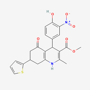 molecular formula C22H20N2O6S B3932573 methyl 4-(4-hydroxy-3-nitrophenyl)-2-methyl-5-oxo-7-(2-thienyl)-1,4,5,6,7,8-hexahydro-3-quinolinecarboxylate 