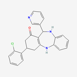 molecular formula C24H20ClN3O B3932602 3-(2-chlorophenyl)-11-(3-pyridinyl)-2,3,4,5,10,11-hexahydro-1H-dibenzo[b,e][1,4]diazepin-1-one 