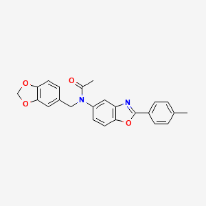 molecular formula C24H20N2O4 B3932605 N-(1,3-benzodioxol-5-ylmethyl)-N-[2-(4-methylphenyl)-1,3-benzoxazol-5-yl]acetamide 