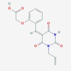 molecular formula C16H14N2O6 B3932617 {2-[(1-allyl-2,4,6-trioxotetrahydro-5(2H)-pyrimidinylidene)methyl]phenoxy}acetic acid 