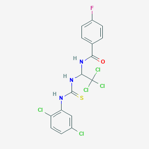 molecular formula C16H11Cl5FN3OS B3932618 4-fluoro-N-[2,2,2-trichloro-1-({[(2,5-dichlorophenyl)amino]carbonothioyl}amino)ethyl]benzamide 
