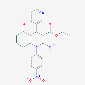 Ethyl 2-amino-1-(4-nitrophenyl)-5-oxo-4-(3-pyridyl)-1,4,5,6,7,8-hexahydro-3-quinolinecarboxylate