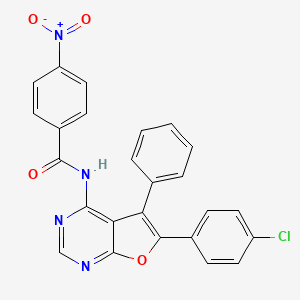 molecular formula C25H15ClN4O4 B3932664 N-[6-(4-chlorophenyl)-5-phenylfuro[2,3-d]pyrimidin-4-yl]-4-nitrobenzamide 