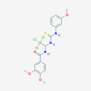 molecular formula C19H20Cl3N3O4S B3932703 3,4-dimethoxy-N-[2,2,2-trichloro-1-({[(3-methoxyphenyl)amino]carbonothioyl}amino)ethyl]benzamide 