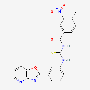 molecular formula C22H17N5O4S B3932717 4-methyl-N-{[(2-methyl-5-[1,3]oxazolo[4,5-b]pyridin-2-ylphenyl)amino]carbonothioyl}-3-nitrobenzamide 