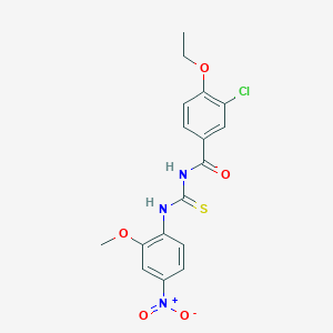 molecular formula C17H16ClN3O5S B3932734 3-chloro-4-ethoxy-N-{[(2-methoxy-4-nitrophenyl)amino]carbonothioyl}benzamide 