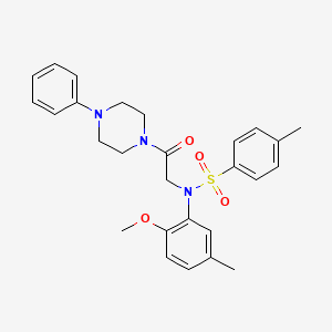 molecular formula C27H31N3O4S B3932748 N-(2-methoxy-5-methylphenyl)-4-methyl-N-[2-oxo-2-(4-phenyl-1-piperazinyl)ethyl]benzenesulfonamide 