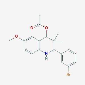 molecular formula C20H22BrNO3 B3932758 2-(3-bromophenyl)-6-methoxy-3,3-dimethyl-1,2,3,4-tetrahydro-4-quinolinyl acetate 