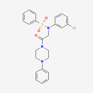 molecular formula C24H24ClN3O3S B3932775 N-(3-chlorophenyl)-N-[2-oxo-2-(4-phenyl-1-piperazinyl)ethyl]benzenesulfonamide CAS No. 591723-38-5
