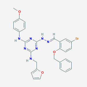 molecular formula C29H26BrN7O3 B393278 2-(Benzyloxy)-5-bromobenzaldehyde [4-[(2-furylmethyl)amino]-6-(4-methoxyanilino)-1,3,5-triazin-2-yl]hydrazone 