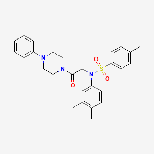 molecular formula C27H31N3O3S B3932825 N-(3,4-dimethylphenyl)-4-methyl-N-[2-oxo-2-(4-phenyl-1-piperazinyl)ethyl]benzenesulfonamide 
