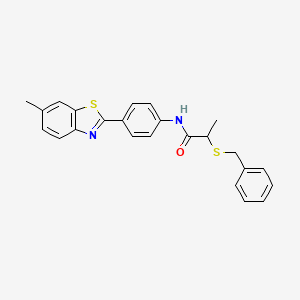 molecular formula C24H22N2OS2 B3932834 2-(benzylthio)-N-[4-(6-methyl-1,3-benzothiazol-2-yl)phenyl]propanamide 