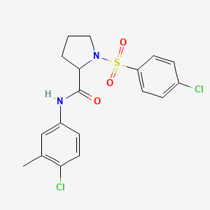 molecular formula C18H18Cl2N2O3S B3932837 N-(4-chloro-3-methylphenyl)-1-[(4-chlorophenyl)sulfonyl]prolinamide 
