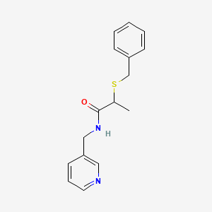 molecular formula C16H18N2OS B3932851 2-(benzylthio)-N-(3-pyridinylmethyl)propanamide 