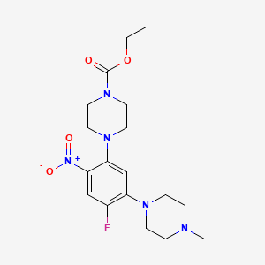 molecular formula C18H26FN5O4 B3932867 ethyl 4-[4-fluoro-5-(4-methyl-1-piperazinyl)-2-nitrophenyl]-1-piperazinecarboxylate 