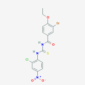 molecular formula C16H13BrClN3O4S B3932924 3-bromo-N-{[(2-chloro-4-nitrophenyl)amino]carbonothioyl}-4-ethoxybenzamide 
