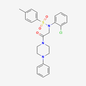molecular formula C25H26ClN3O3S B3932934 N-(2-chlorophenyl)-4-methyl-N-[2-oxo-2-(4-phenyl-1-piperazinyl)ethyl]benzenesulfonamide 