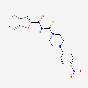 molecular formula C20H18N4O4S B3932952 N-{[4-(4-nitrophenyl)-1-piperazinyl]carbonothioyl}-1-benzofuran-2-carboxamide 