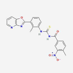 molecular formula C22H17N5O4S B3932958 4-methyl-N-{[(2-methyl-3-[1,3]oxazolo[4,5-b]pyridin-2-ylphenyl)amino]carbonothioyl}-3-nitrobenzamide 