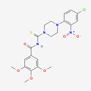 molecular formula C21H23ClN4O6S B3932971 N-{[4-(4-chloro-2-nitrophenyl)-1-piperazinyl]carbonothioyl}-3,4,5-trimethoxybenzamide 