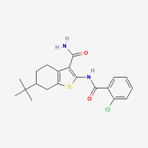 molecular formula C20H23ClN2O2S B3932989 6-tert-butyl-2-[(2-chlorobenzoyl)amino]-4,5,6,7-tetrahydro-1-benzothiophene-3-carboxamide 