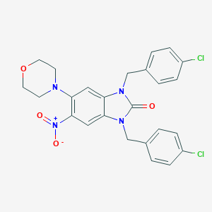 molecular formula C25H22Cl2N4O4 B393300 1,3-bis(4-chlorobenzyl)-5-(morpholin-4-yl)-6-nitro-1,3-dihydro-2H-benzimidazol-2-one 