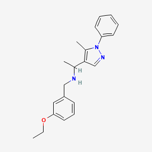 molecular formula C21H25N3O B3933000 (3-ethoxybenzyl)[1-(5-methyl-1-phenyl-1H-pyrazol-4-yl)ethyl]amine 